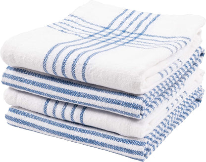 KAF Home Set of 4 Monaco Relaxed Casual Slubbed Kitchen Towel | 100% Cotton Dish Towel, 18 X 28 Inches | Soft and Absorbent Farmhouse Kitchen Towel | Set of 4 (Red)