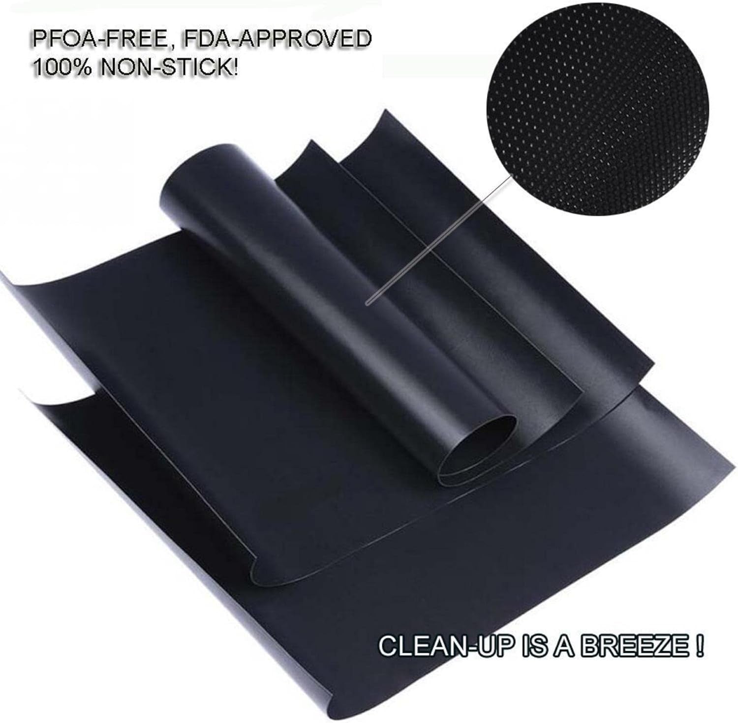 Grill Mat Set of 6 - 100% Non-Stick Reusable Mats for Gas, Charcoal or Electric Grills - Easy to Clean - 15.75 X 13-Inch, Black