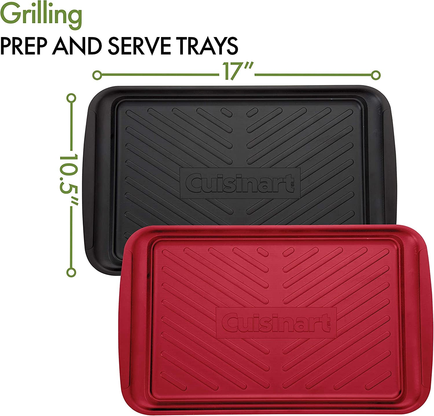 Grilling Prep and Serve Trays, Large 17 X 10.5, Black and Red, CPK-200