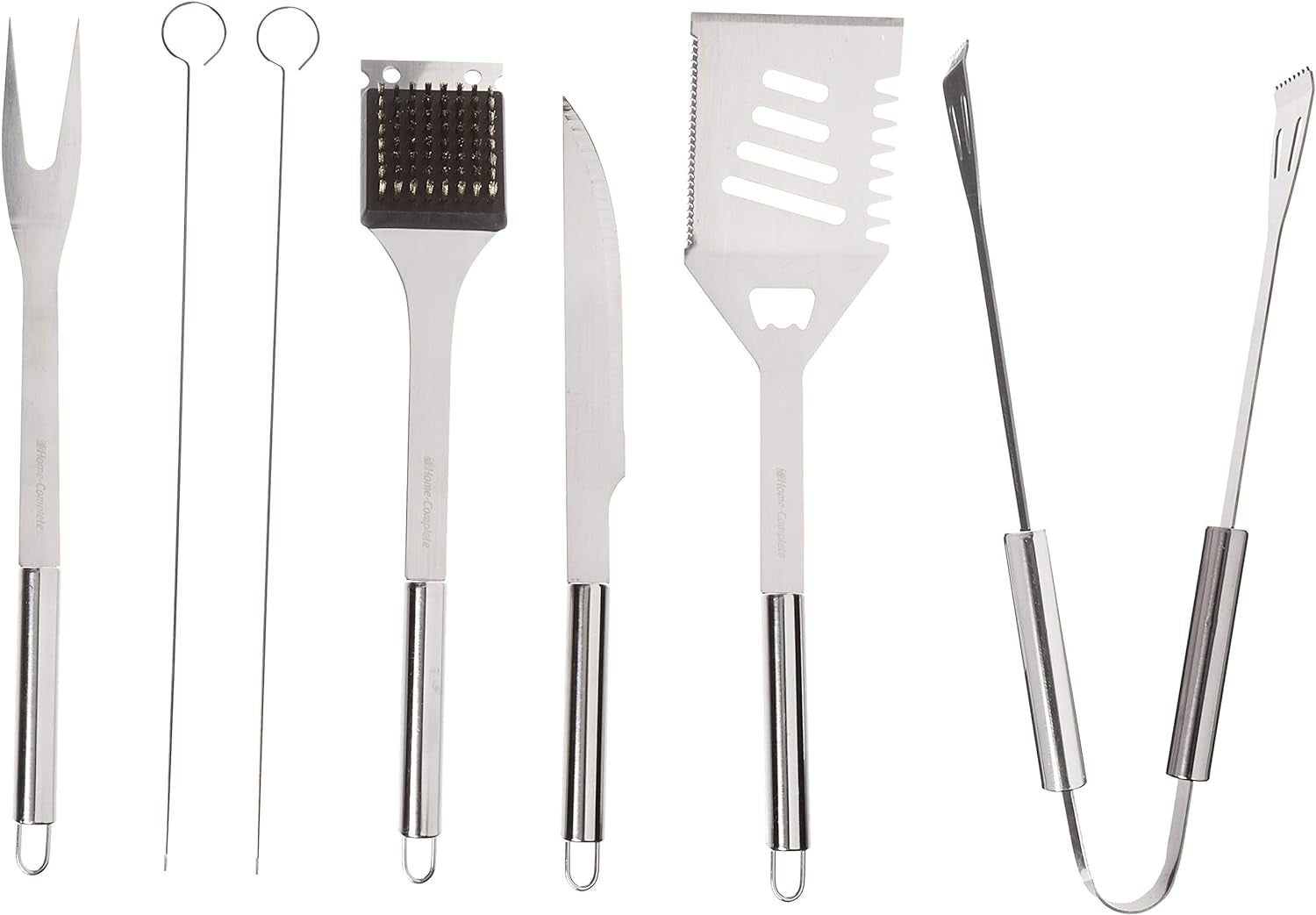 BBQ Grill Tool Set- Stainless Steel Barbecue Grilling Accessories with 7 Utensils and Carrying Case, Includes Spatula, Tongs, Knife,Silver