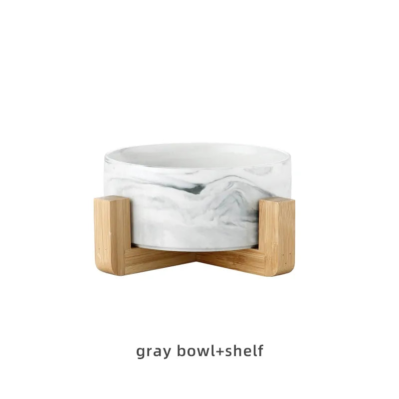Marbling Ceramic Double Bowl For Pet - HRB MARKET