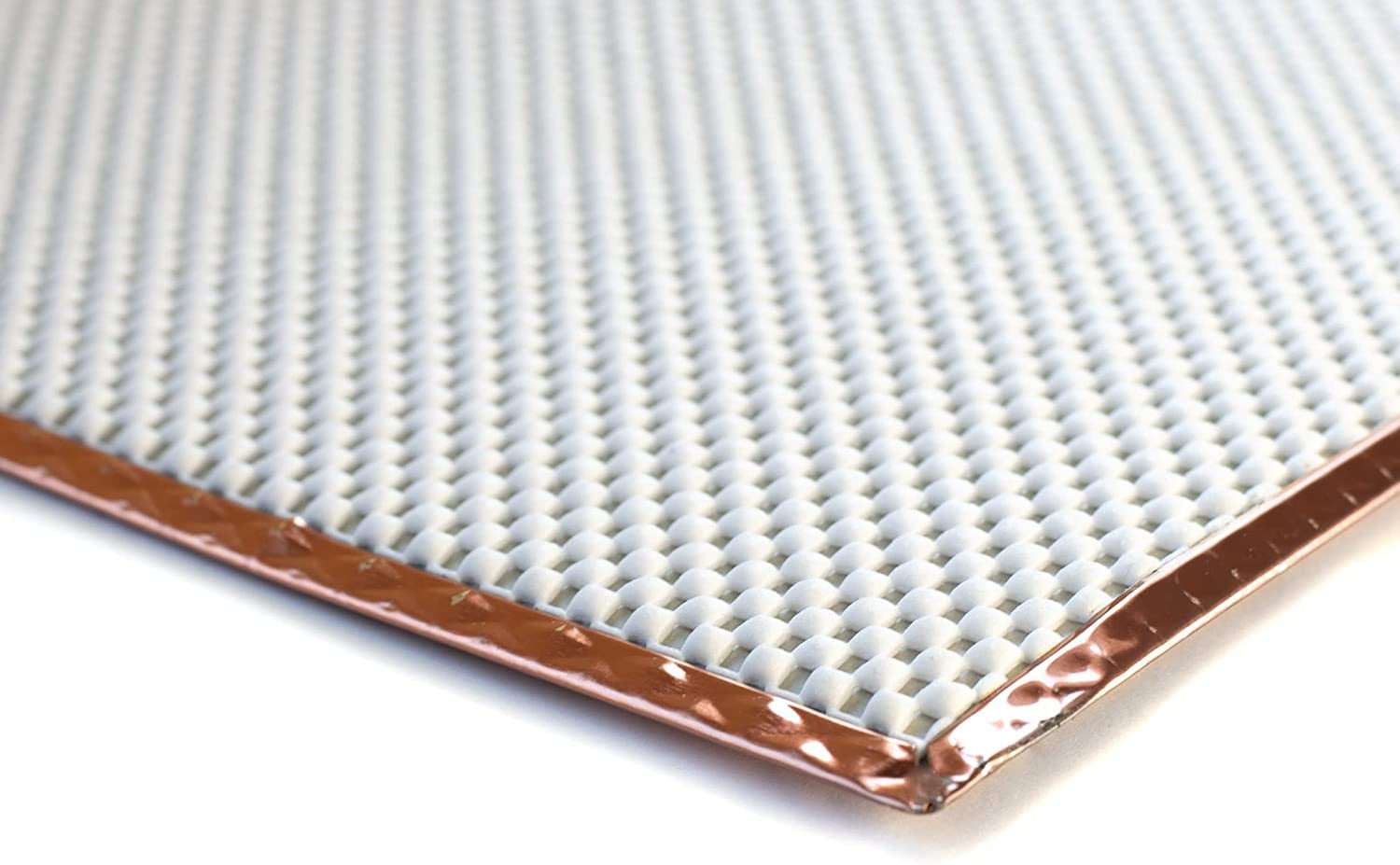 Counter Top Protector/Hot Pad, Metal Heat Resistant Mat, Non-Slip Rubber Backing - Copper Color (8 X 20)