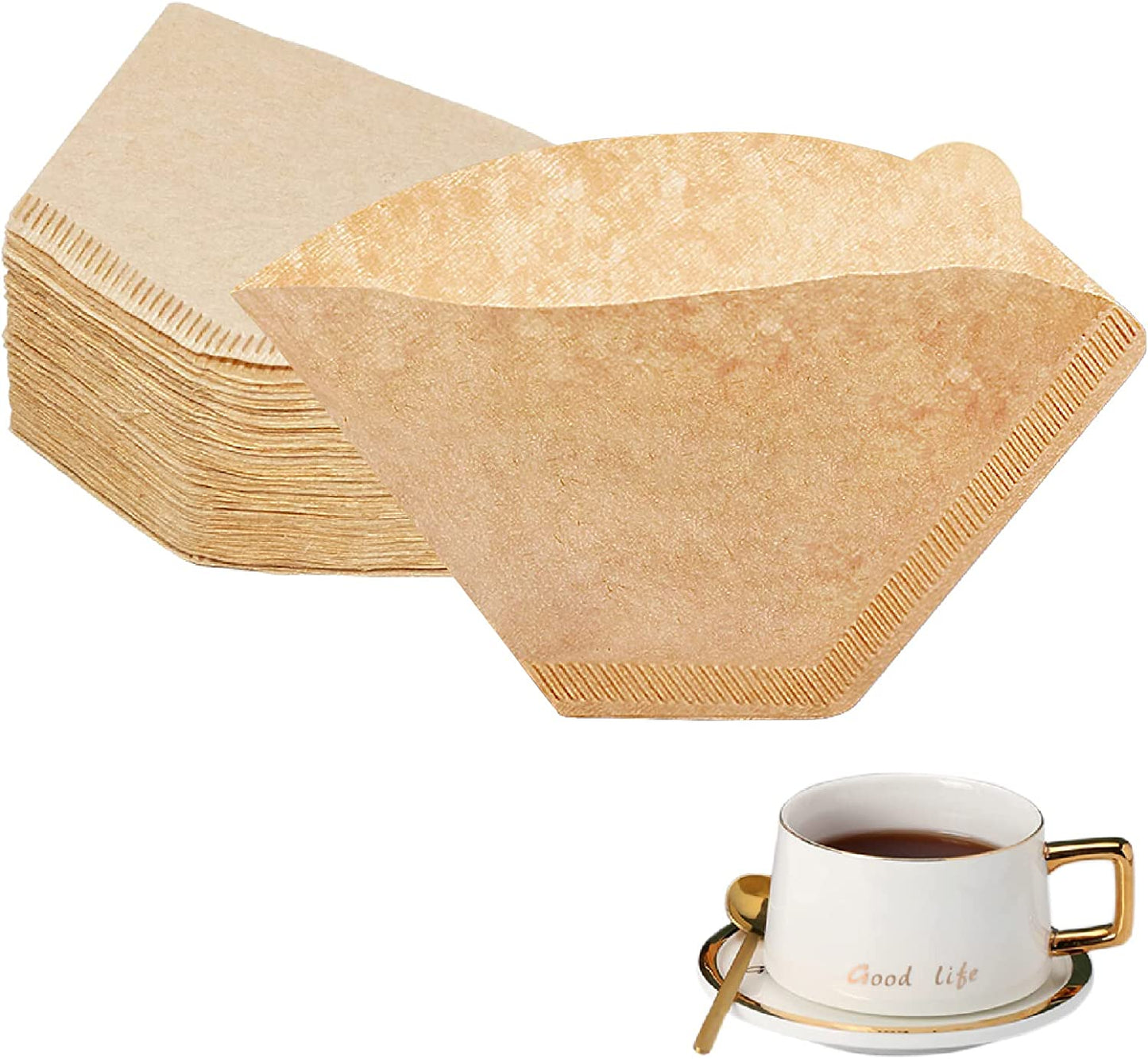 BYKITCHEN Size 4 Coffee Filters, 8-12 Cup, Set of 200, Coffee Filters 4 Cone Paper, Natural Unbleached Paper Filters for Pour over Coffee Dripper and Coffee Maker