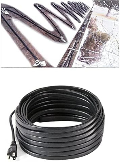 H&G Lifestyles Roof Heat Cable Snow De-Icing Kit Self-Regulating Plug-In Ready Heat Tape for Roof and Gutters Ice Dam Prevention 8W/Ft 80Ft